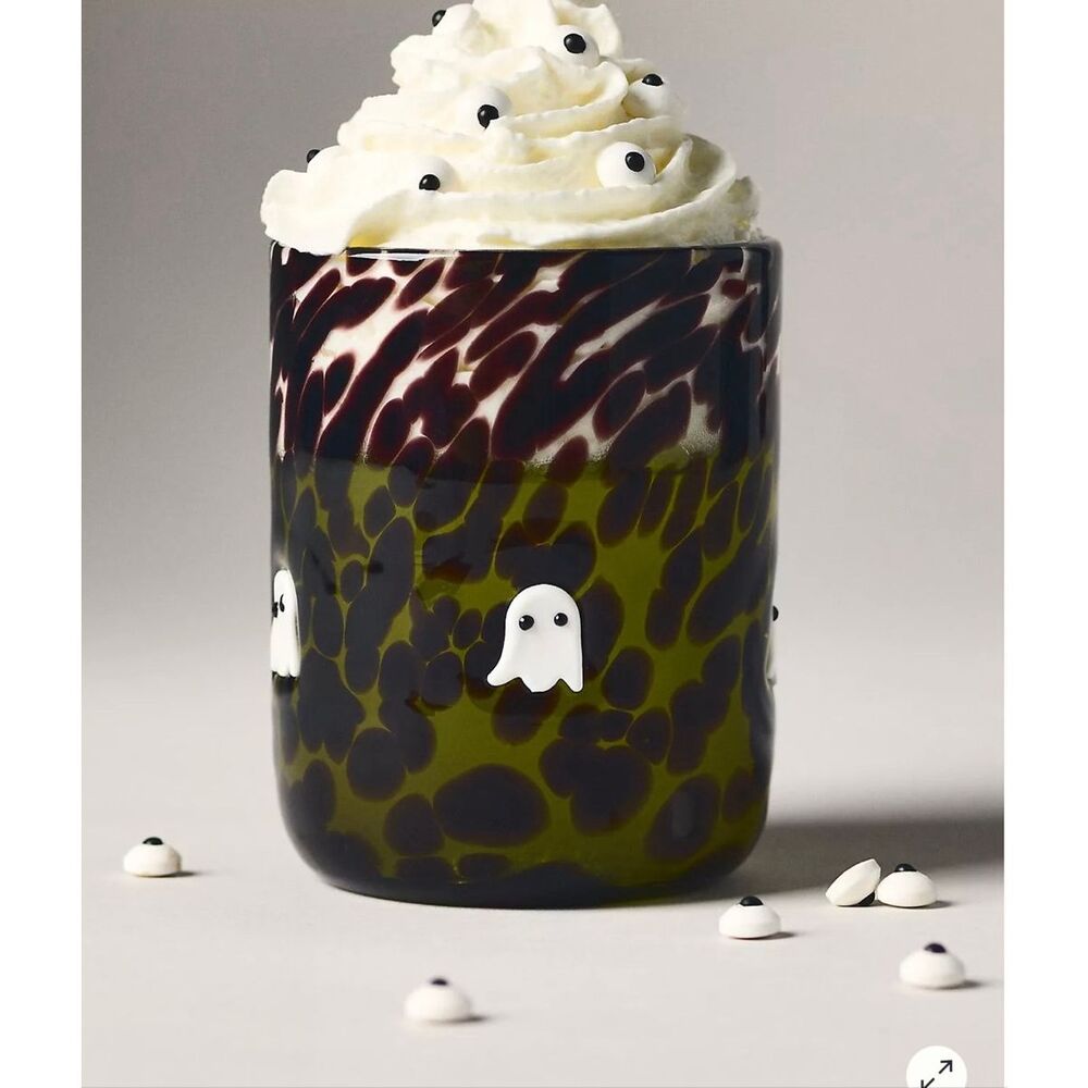 Anthropologie Home Brown glass Ghost Cup New